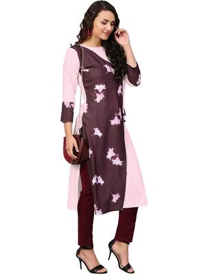 Pink printed crepe kurti 4