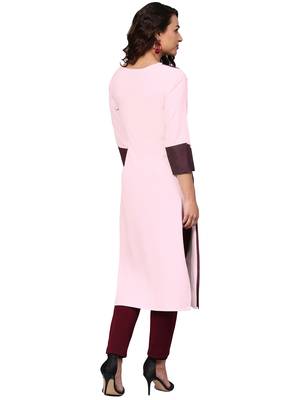 Pink printed crepe kurti 5