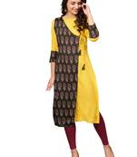 Yellow printed rayon kurti