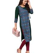 Green printed rayon kurti