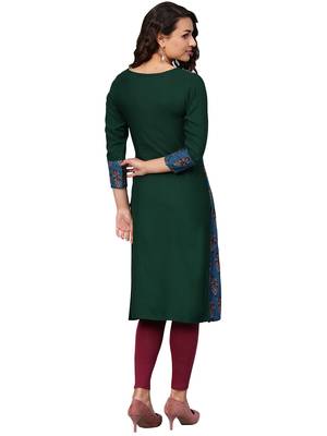 Green printed rayon kurti 4