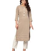 Beige plain crepe kurti