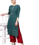 Dark-green plain crepe kurti