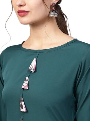 Dark-green plain crepe kurti 3