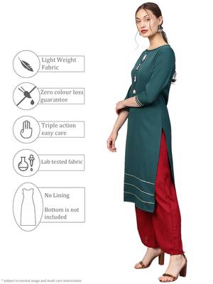 Dark-green plain crepe kurti 5