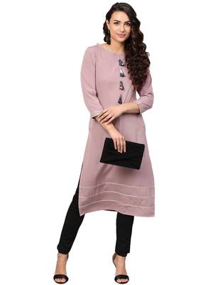Mauve plain crepe kurti 1