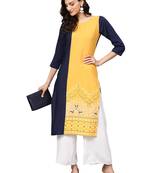 Mustard printed crepe kurti
