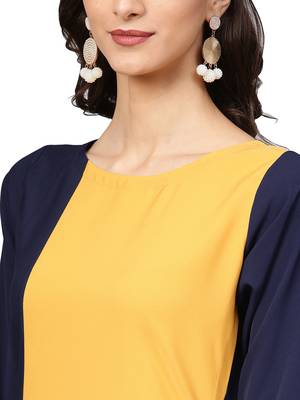 Mustard printed crepe kurti 3
