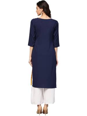 Mustard printed crepe kurti 4