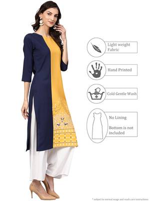 Mustard printed crepe kurti 5