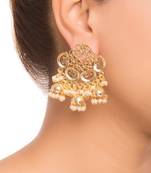 Gold Pearl 3 Jhumka Earrings