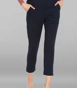 Navy Blue plain Cotton Narrow Pant