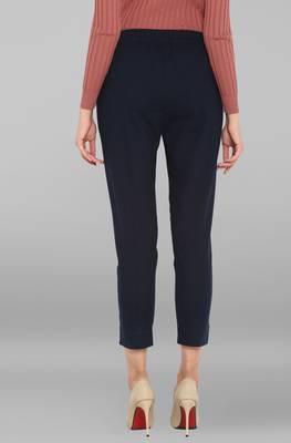 Navy Blue plain Cotton Narrow Pant 2