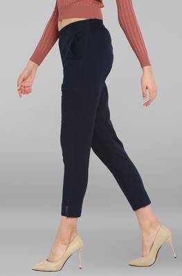 Navy Blue plain Cotton Narrow Pant 3