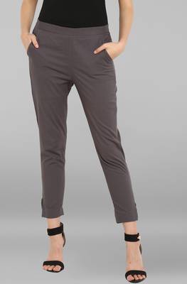 Grey plain Cotton Narrow Pant 1