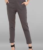 Grey plain Cotton Narrow Pant