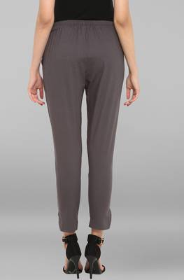 Grey plain Cotton Narrow Pant 2