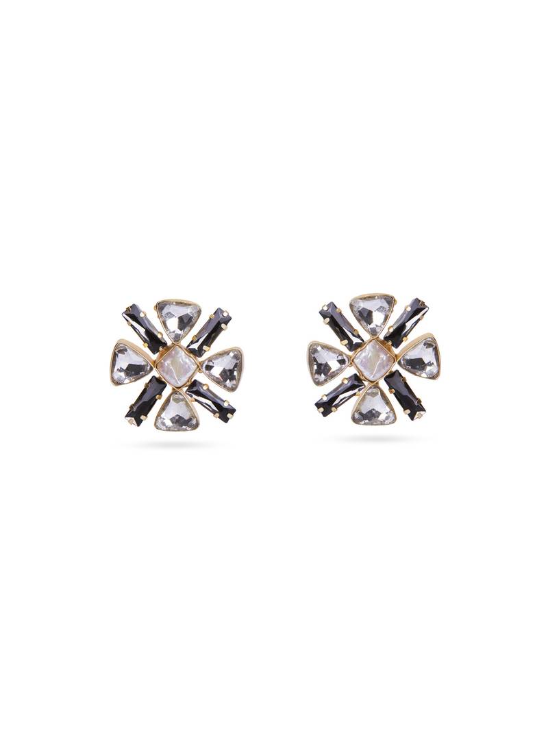 Black And White Crystal Stud Earrings