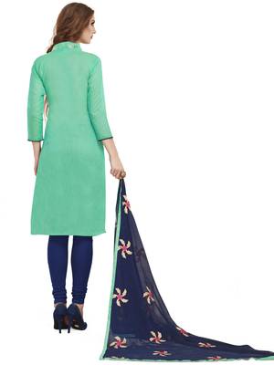 skyblue embroidered banarasi cotton kameez with dupatta 2