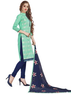 skyblue embroidered banarasi cotton kameez with dupatta 3