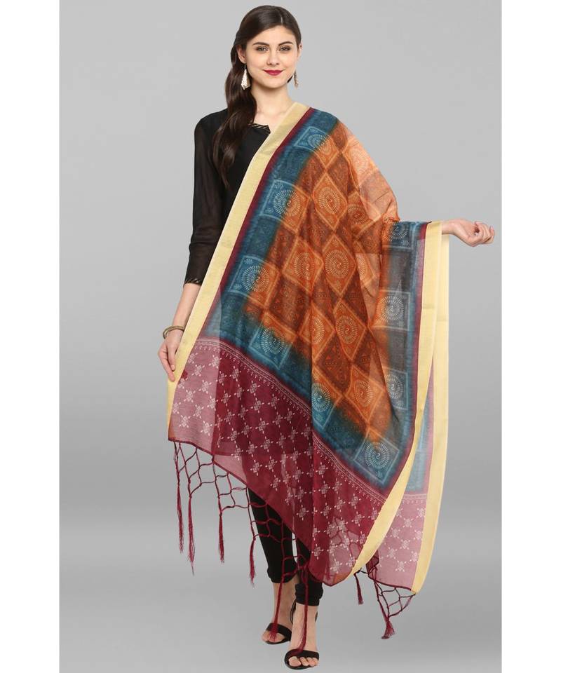 Women/'s Poly Silk duppata multicolor