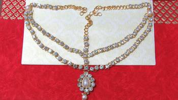 White cubic zirconia maang tikka 2