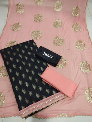 Black embroidered banarasi cotton kameez  with dupatta 3