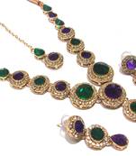 Purple and Green Color Stone Round Necklace set