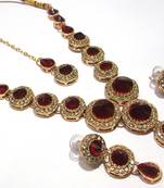 Maroon Color Stone Round Necklace set