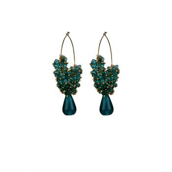 Indian Bollywood Gold Plated Green Pearl Hoop jhumki Earrings Bridal Jewelry 1