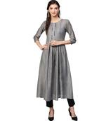Grey Solid Muslin Silk Kurta