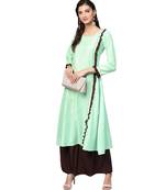 Green Solid Muslin Silk Kurta