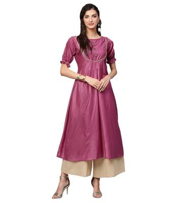 Pink Solid Muslin Silk Kurta 1
