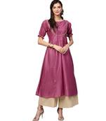 Pink Solid Muslin Silk Kurta