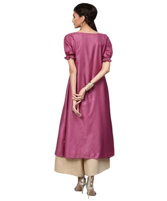 Pink Solid Muslin Silk Kurta 3