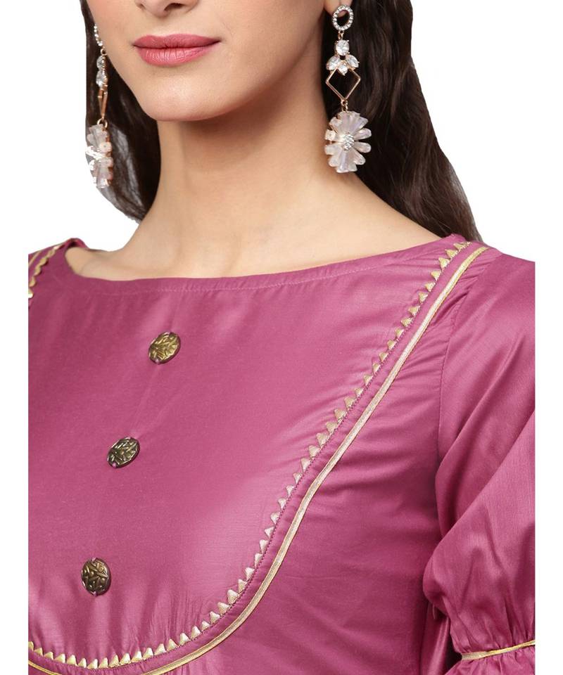 Pink Solid Muslin Silk Kurta