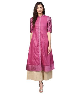 Pink Solid Muslin Silk Kurta 1