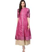 Pink Solid Muslin Silk Kurta