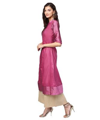 Pink Solid Muslin Silk Kurta 2