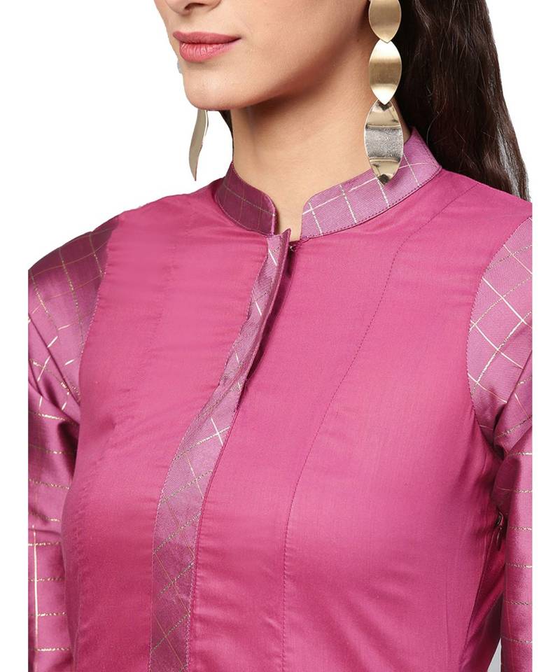 Pink Solid Muslin Silk Kurta