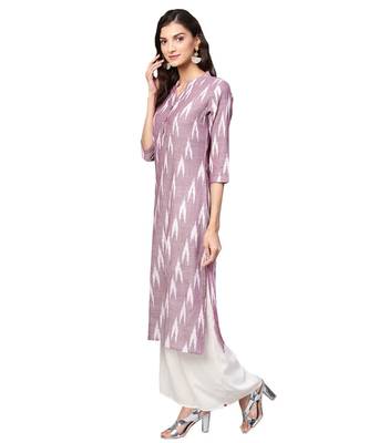 Purple Cotton Ikkat Kurta 1