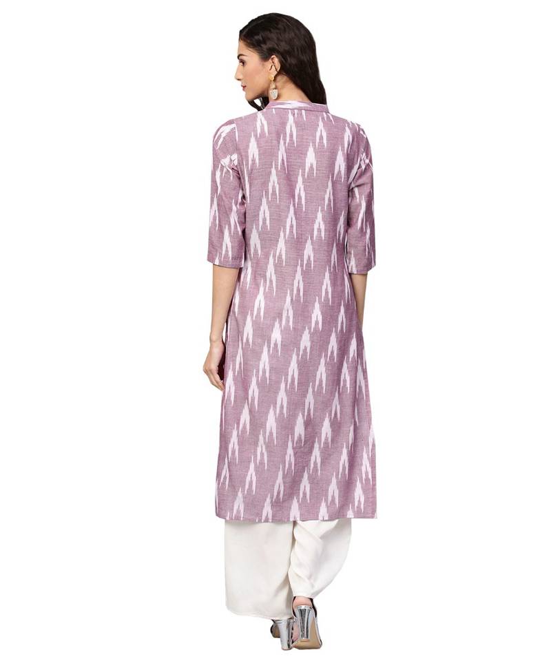 Purple Cotton Ikkat Kurta