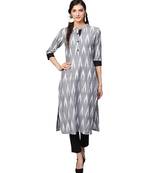 Grey Cotton Ikkat Kurta