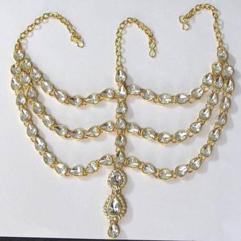 White cubic zirconia maang tikka 2