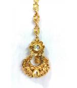 Gold cubic zirconia maang tikka