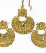 Gold cubic zirconia maang tikka