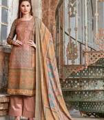 Peach embroidered tussar salwar with dupatta
