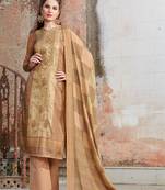 Beige embroidered tussar salwar with dupatta