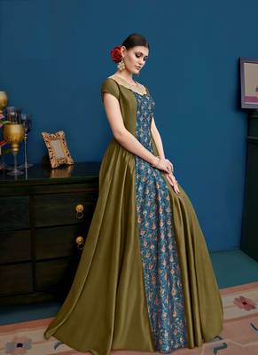 Mehendi floral print silk salwar with dupatta 2