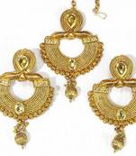 Gold cubic zirconia maang tikka